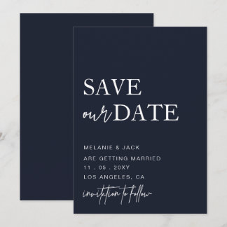 Navy Simple Calligraphy Save The Date