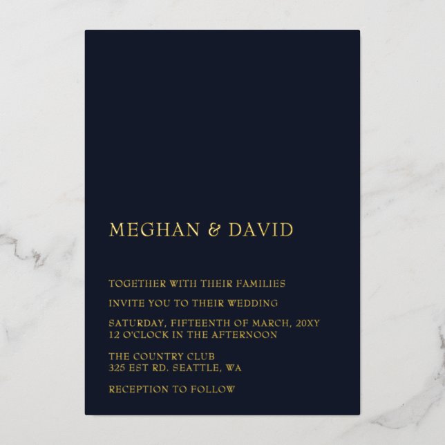 Navy Simple Elegant Modern Wedding  (Front)