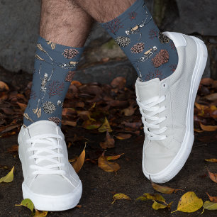 Navy Skeleton Scuba Divers and Coral  Socks