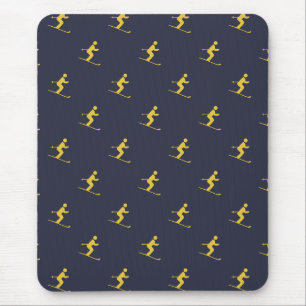 Navy Skier Mouse Mat