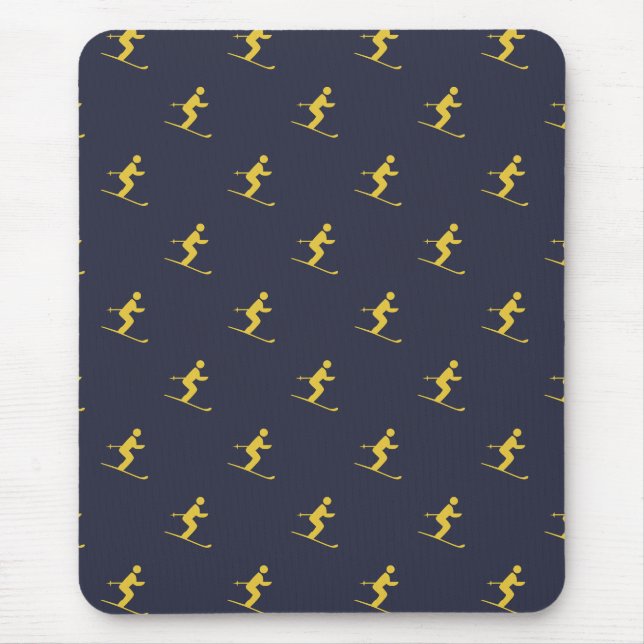 Navy Skier Mouse Mat (Front)