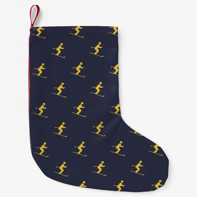 Navy Skier Small Christmas Stocking (Front)