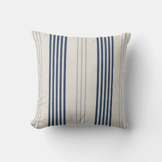Navy Slate Ticking Stripe Linen Texture Cushion