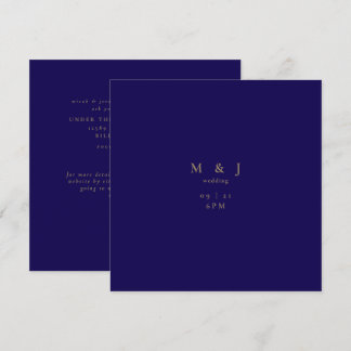 Navy Sleek & Simple Modern Square Wedding Invitation