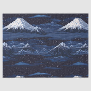 Navy Snow Mountain Starry Night Landscape Pattern Tissue Paper