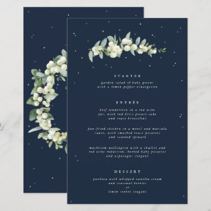 Navy Snowberry+Eucalyptus 3 Course Wedding Menu