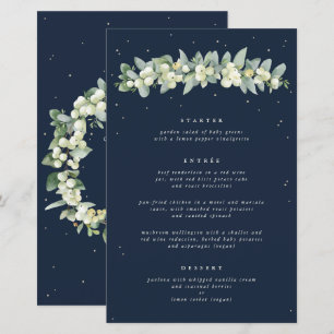 Navy Snowberry+Eucalyptus 3 Course Wedding Menu