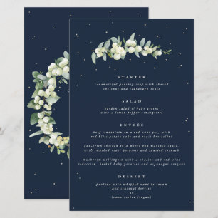 Navy Snowberry+Eucalyptus 4 Course Wedding Menu
