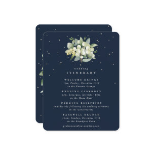 Navy Snowberry+Eucalyptus Bouquet Itinerary Enclosure Card