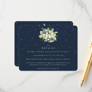 Navy Snowberry+Eucalyptus Bouquet Wedding Details Enclosure Card
