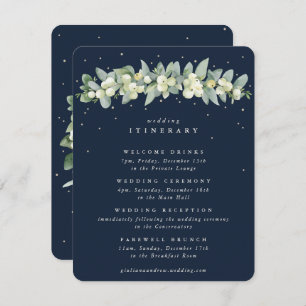 Navy Snowberry+Eucalyptus Garland Wedding Events Enclosure Card