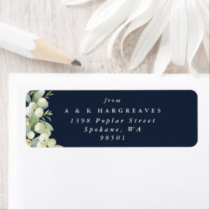 Navy Snowberry+Eucalyptus Holiday Return Address