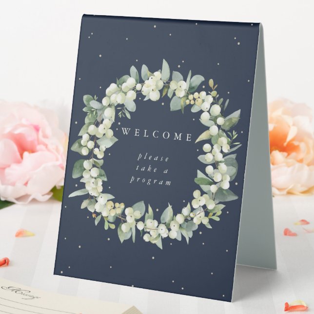 Navy Snowberry+Eucalyptus Wedding Program (In SItu (Wedding))