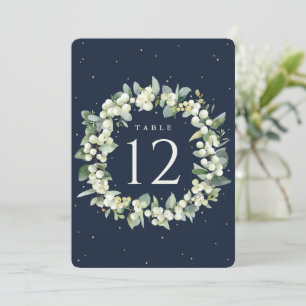 Navy Snowberry+Eucalyptus Wedding Table Number