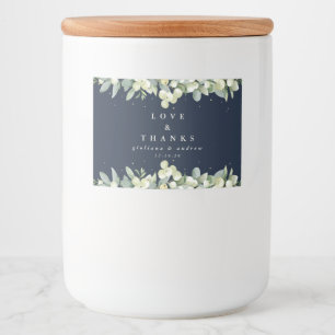 Navy Snowberry+Eucalyptus Winter Wedding Favour Food Label