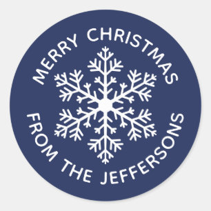 Navy Snowflake Christmas Stickers