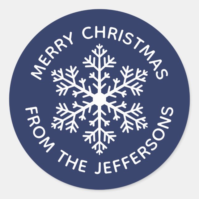 Navy Snowflake Christmas Stickers (Front)
