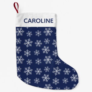 Navy Snowflake Christmas Stocking