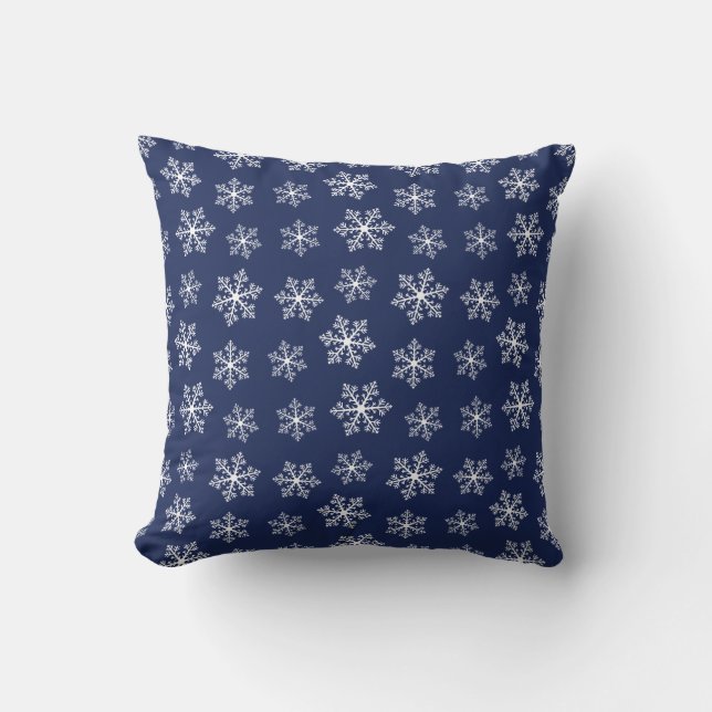 Navy Snowflake Pillow (Front)