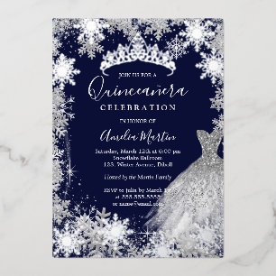 Navy Snowflake Winter Quinceanera 