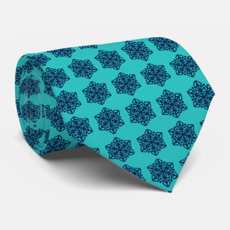 Navy Snowflakes Blue Green Neck Tie