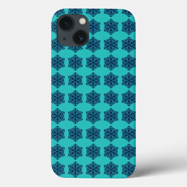 Navy Snowflakes Blue Green Phone Case (Back)