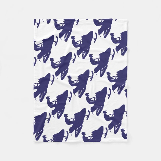 Navy-Snowmobiler Fleece Blanket (Front)