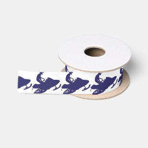 Navy-Snowmobiler Satin Ribbon