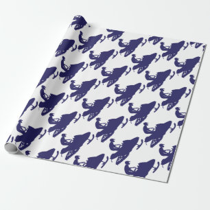 Navy-Snowmobiler Wrapping Paper