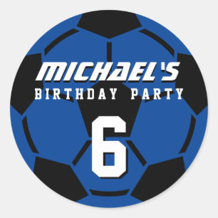 Navy Soccer Ball Sports Birthday Party Stickers