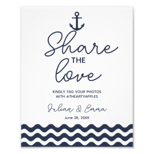 navy social media wedding sign hashtag