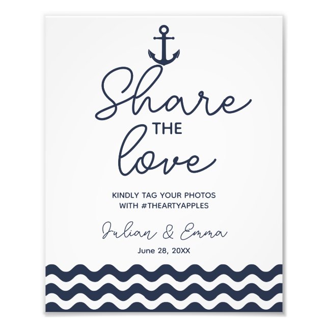 navy social media wedding sign hashtag (Front)