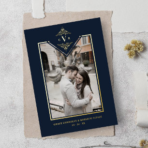 Navy Sophisticate Flourish Chic Golden Initials