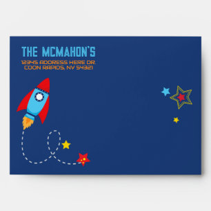 Navy Space Rocket Envelopes with Return Address