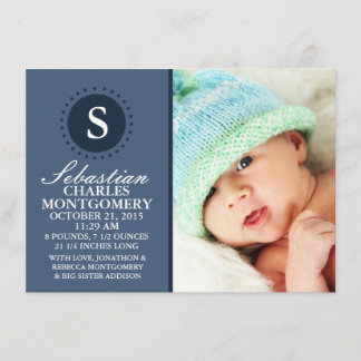 Navy Special Delivery Photo Birth Announcements