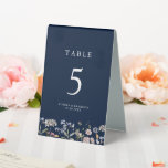 Navy Spring Wildflower Meadow Garden Number<br><div class="desc">Capture the beauty of nature on your special day with our exquisite wildflower watercolor wedding table numbers. Elegant, unique, and blooming with love. Use the text fields to personalise your design with your own wording and details. If you want to change the font style, colour or text placement, simply click...</div>