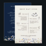 Navy Spring Wildflower Meadow Garden  Program  Invitation<br><div class="desc">Capture the beauty of nature on your special day with our exquisite wildflower watercolor best day ever wedding program. Elegant, unique, and blooming with love. Use the text fields to personalise your design with your own wording and details. If you want to change the font style, colour or text placement,...</div>