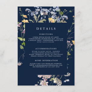 Navy Spring Wildflower Meadow Garden Wedding  Enclosure Card