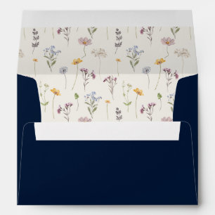 Navy Spring Wildflower Meadow Garden Wedding  Envelope