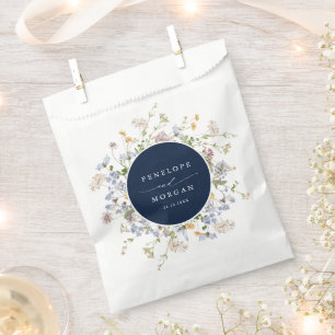 Navy Spring Wildflower Meadow Garden Wedding  Favour Bags