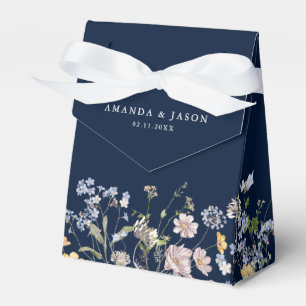 Navy Spring Wildflower Meadow Garden Wedding  Favour Box