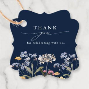 Navy Spring Wildflower Meadow Garden Wedding Favour Tags