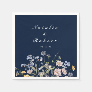 Navy Spring Wildflower Meadow Garden Wedding  Napk Napkin