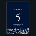 Navy Spring Wildflower Meadow Garden Wedding  Table Number<br><div class="desc">Capture the beauty of nature on your special day with our exquisite wildflower watercolor wedding table number. Elegant, unique, and blooming with love. Use the text fields to personalise your design with your own wording and details. If you want to change the font style, colour or text placement, simply click...</div>