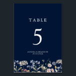 Navy Spring Wildflower Meadow Garden Wedding  Table Number<br><div class="desc">Capture the beauty of nature on your special day with our exquisite wildflower watercolor wedding table number. Elegant, unique, and blooming with love. Use the text fields to personalise your design with your own wording and details. If you want to change the font style, colour or text placement, simply click...</div>