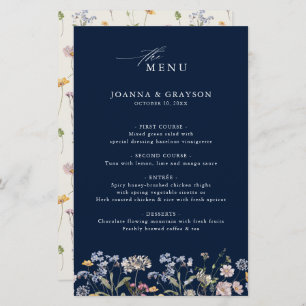Navy Spring Wildflower Meadow  Wedding Menu