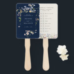 Navy Spring Wildflower Meadow wedding Timeline Hand Fan<br><div class="desc">Capture the beauty of nature on your special day with our exquisite wildflower watercolor wedding timeline. Elegant, unique, and blooming with love. Use the text fields to personalise your design with your own wording and details. If you want to change the font style, colour or text placement, simply click the...</div>