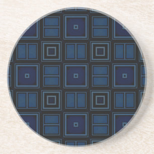 Navy Squares Sandstone Coaster by Julie Everhart