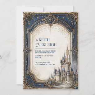 Navy Star Castle Wedding Invitation