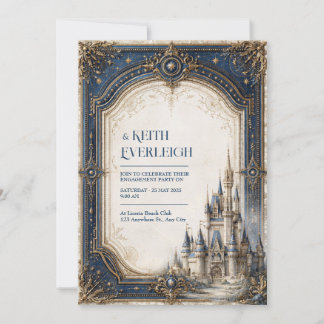 Navy Star Castle Wedding Invitation